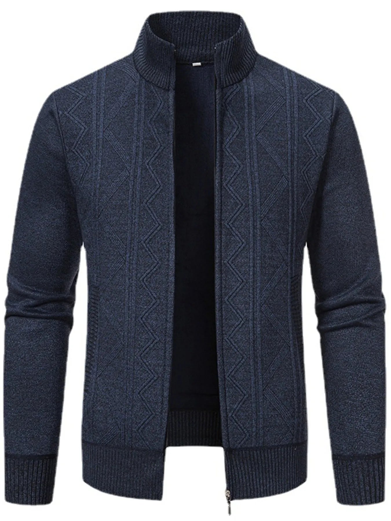 Men's Plus Size Zip-Up Cardigan with Stand Collar - Tigbul's Variety Fashion Shop