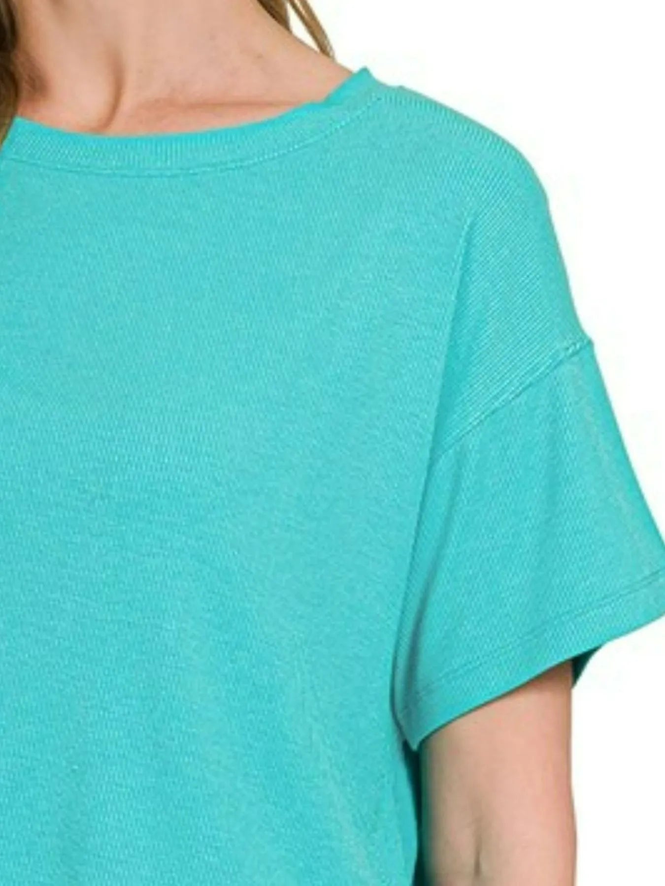 Zenana Ribbed Round-Neck Crop T-Shirt - Tigbul's Variety Fashion Shop