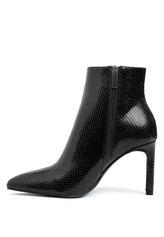 Tatria Textured Stiletto Heel Ankle Boots - Tigbul's Variety Fashion Shop