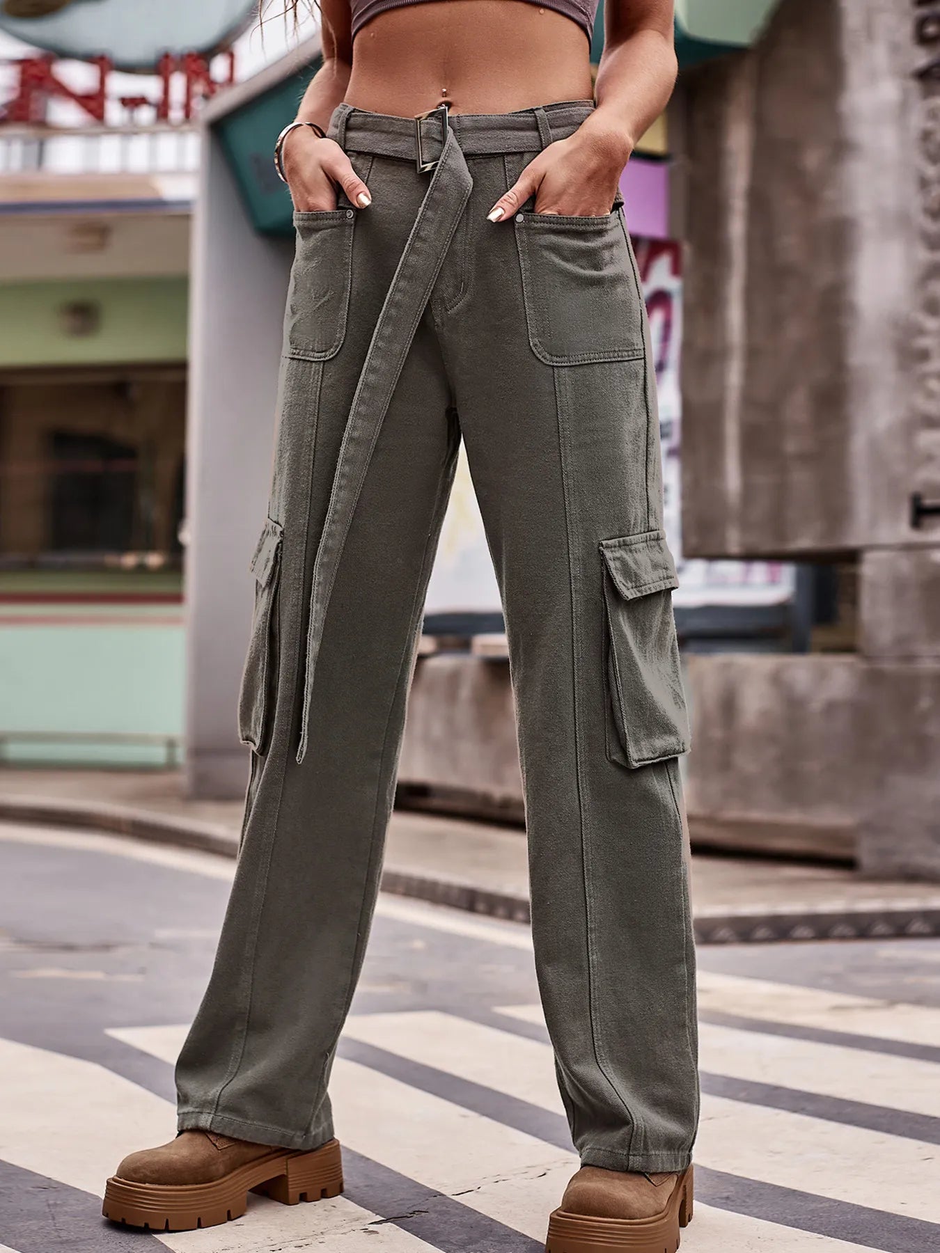 Cargo Wide Leg Jeans - Tigbul's Variety Fashion Shop