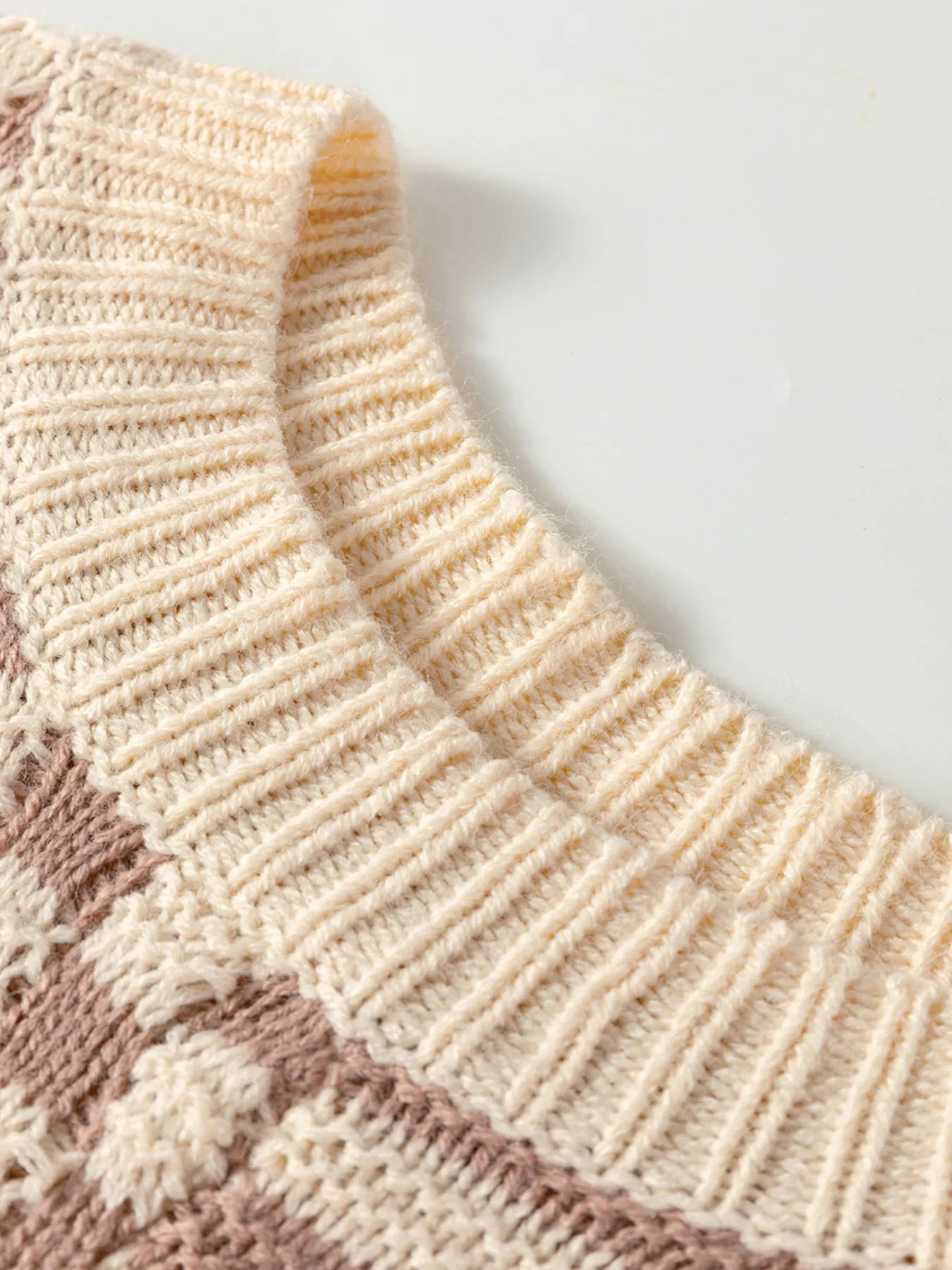 Stripe Checkerboard Drop Shoulder Balloon Sleeve Sweater - Tigbul's Variety Fashion Shop