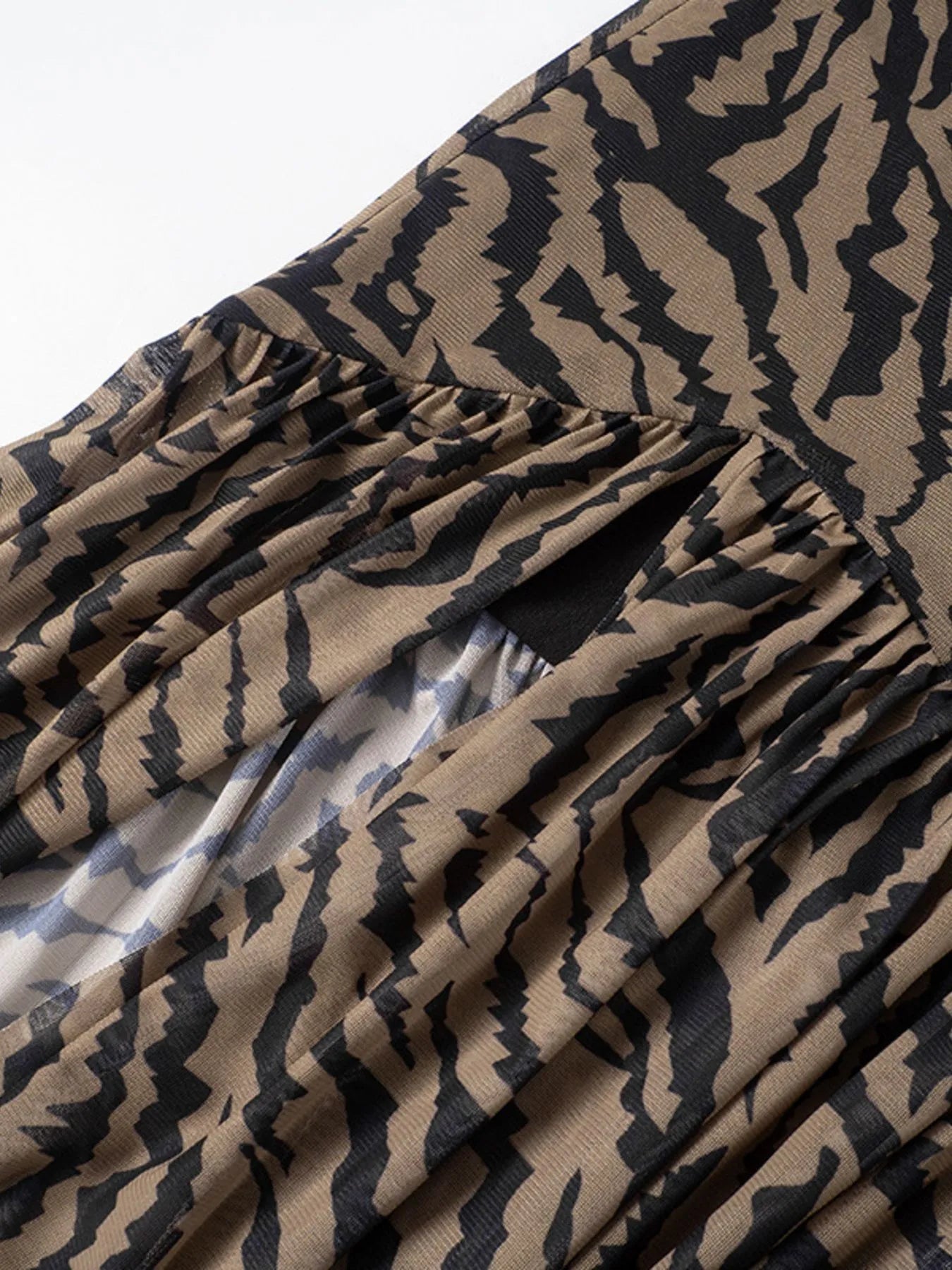 Zebra Print Maxi Dress with Side Slit - Tigbul's Variety Fashion Shop