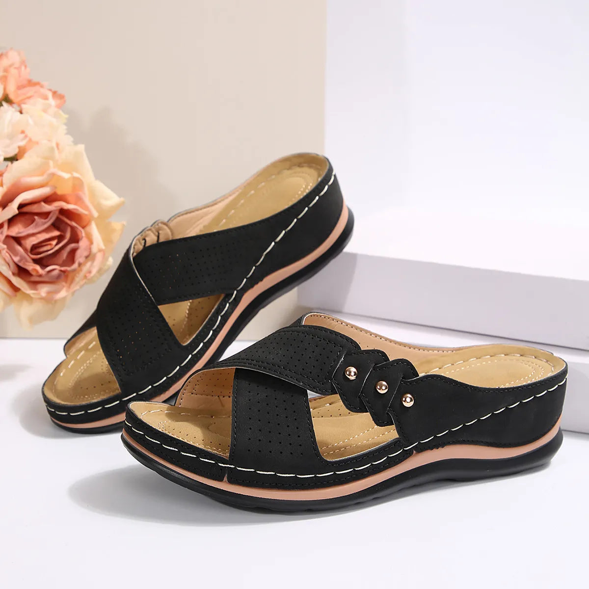 Crisscross Open Toe Wedge Sandals - Tigbul's Variety Fashion Shop