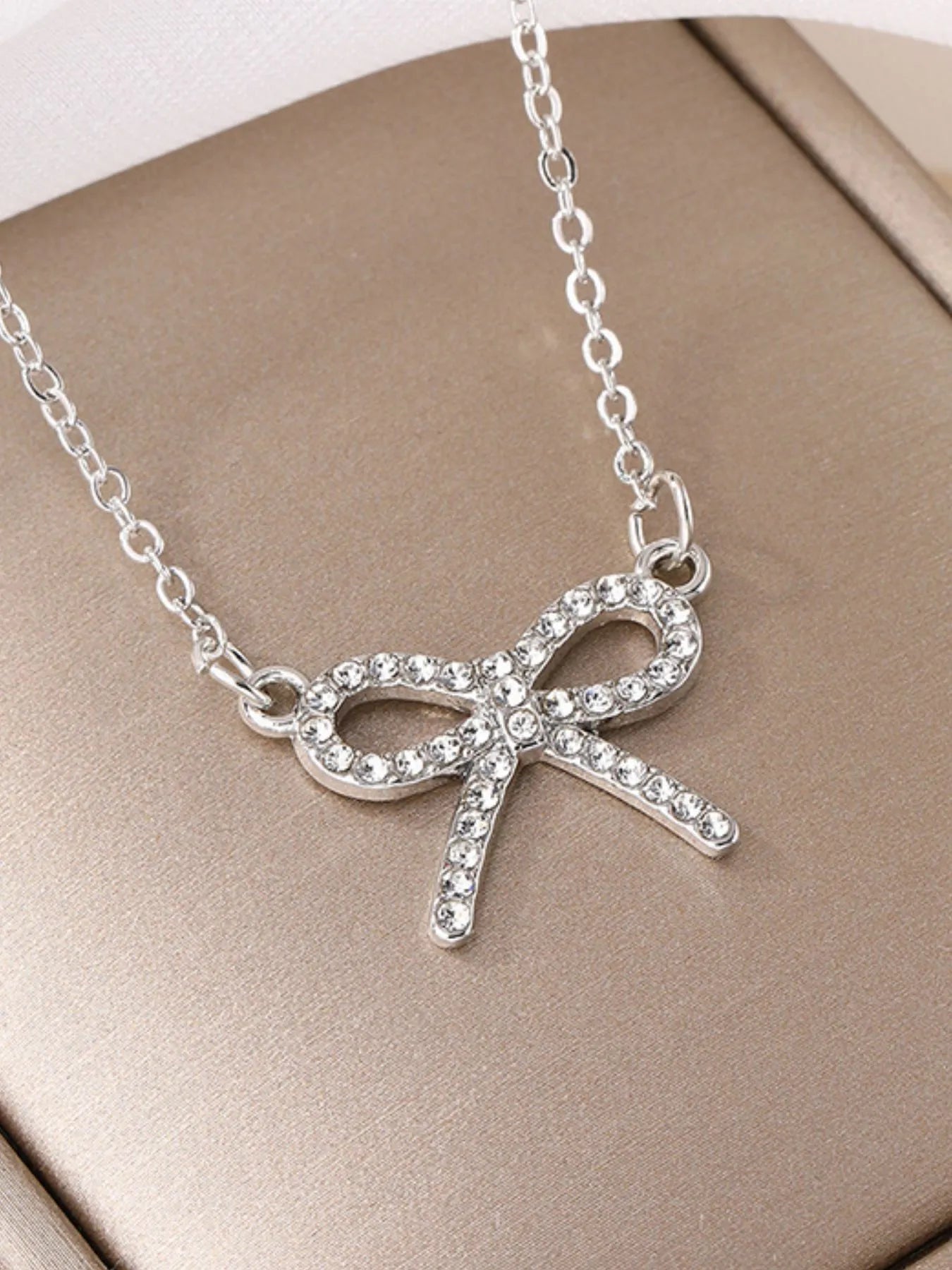 Zircon Bow Pendant Necklace - Tigbul's Variety Fashion Shop
