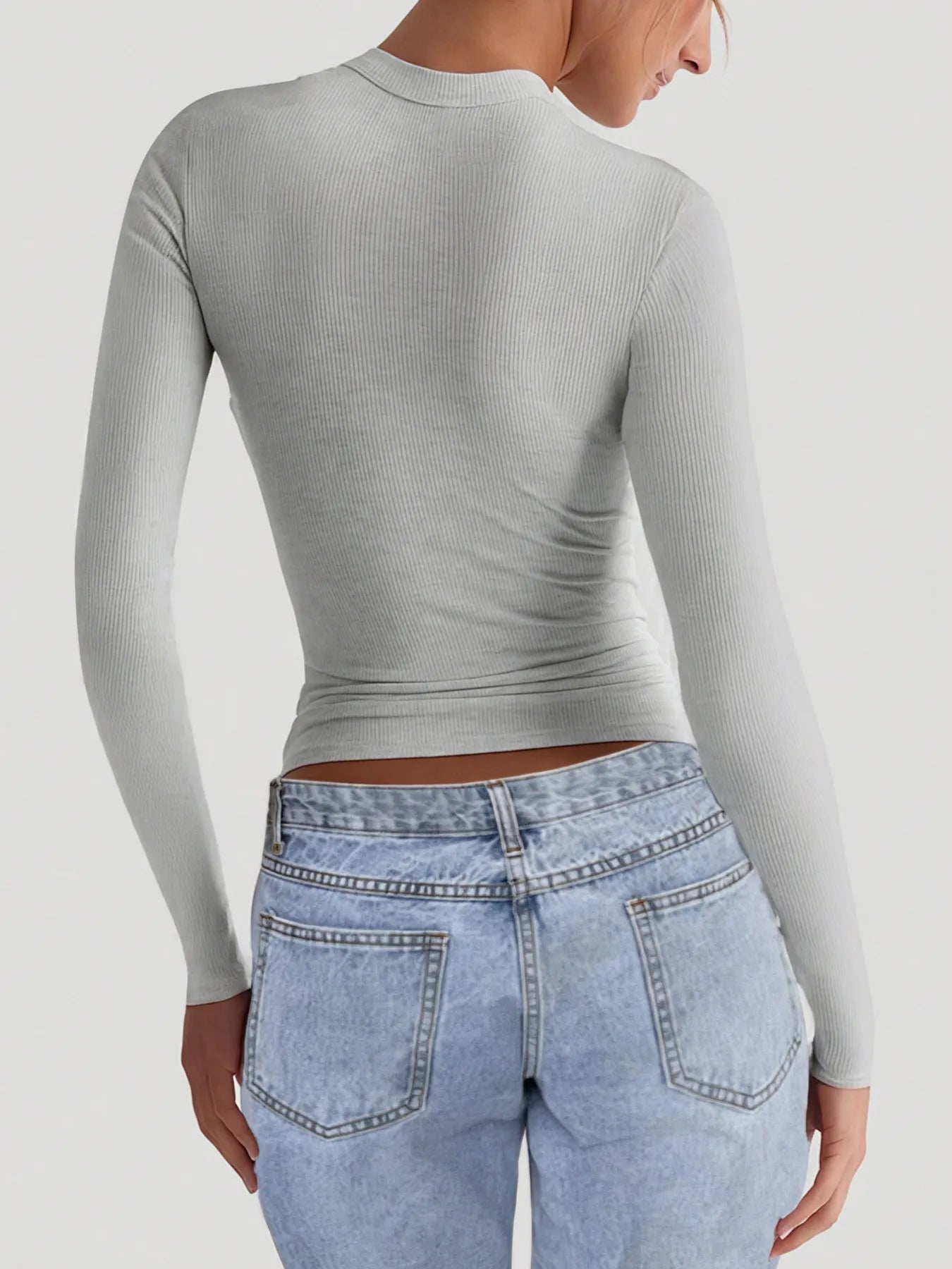 Square Neck Long Sleeve T-Shirt - Tigbul's Variety Fashion Shop