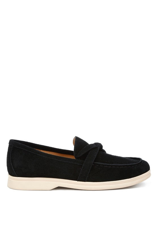 Nautica Genuine Suede Knot Detailed Loafers - Tigbul's Variety Fashion Shop