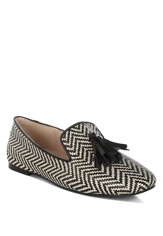 Dara Raffia Tassels Detail Loafers - Tigbul's Variety Fashion Shop
