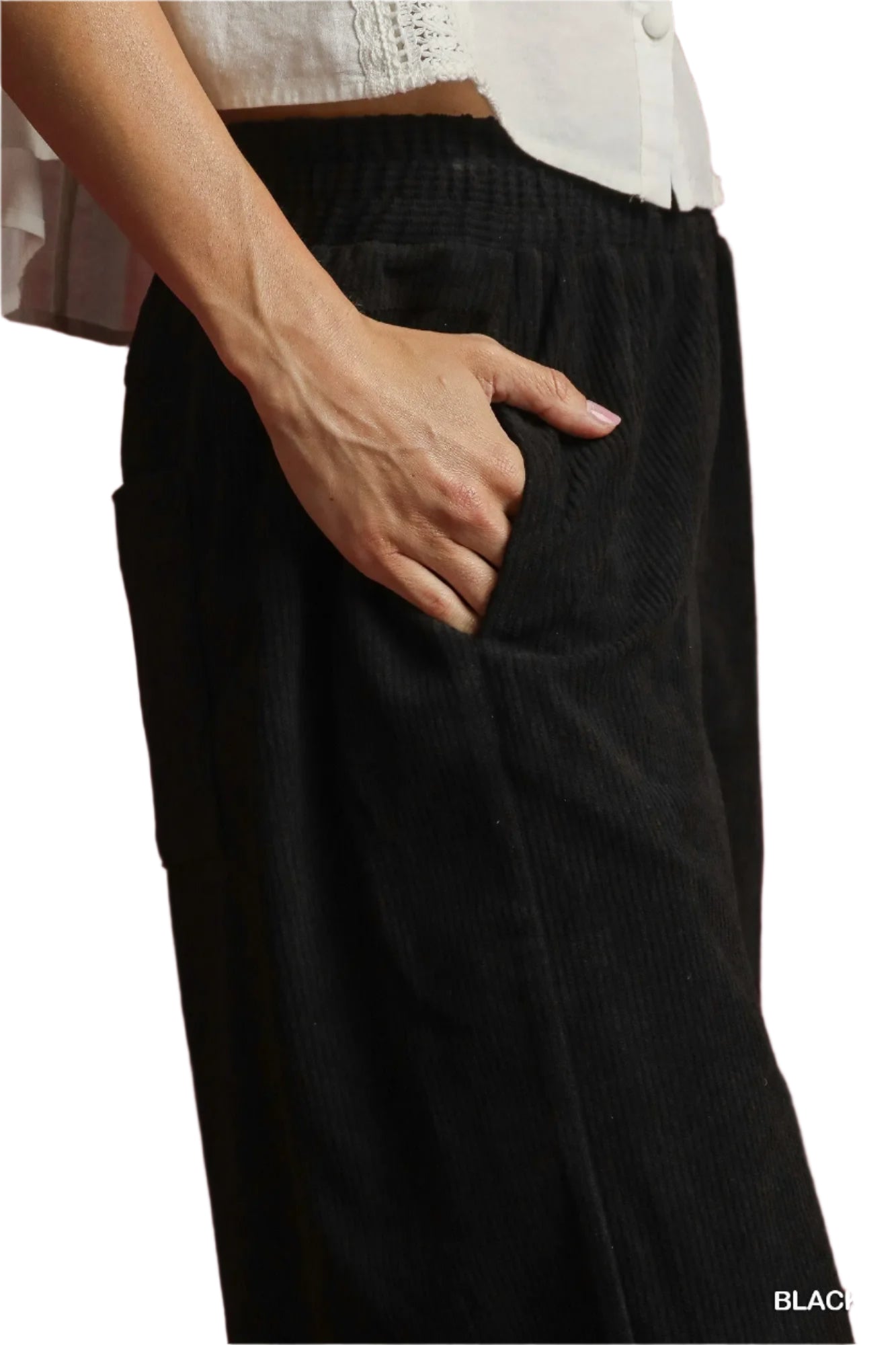 Black Wide-Leg Corduroy Pants - Tigbul's Variety Fashion Shop