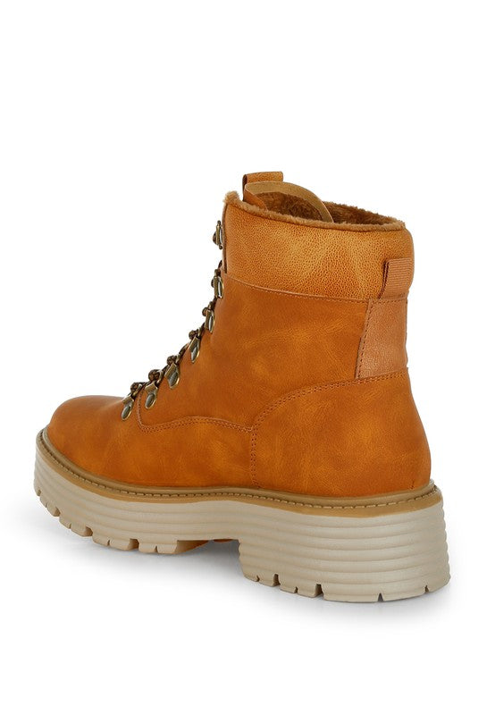 Boskoff Lace-Up Chunky Warm Ankle Boots - Tigbul's Variety Fashion Shop