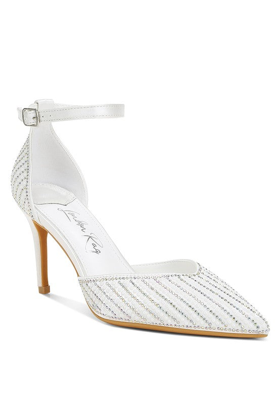 Wanda Pearls & Sequins Embellished High Heel Sandals - Tigbul's Variety Fashion Shop