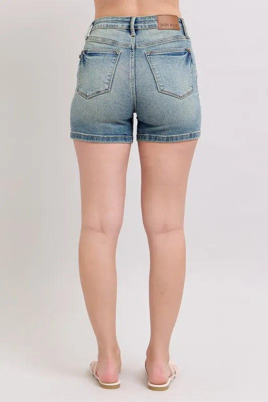 Judy Blue V-Front Vintage Wash Shorts - Tigbul's Variety Fashion Shop