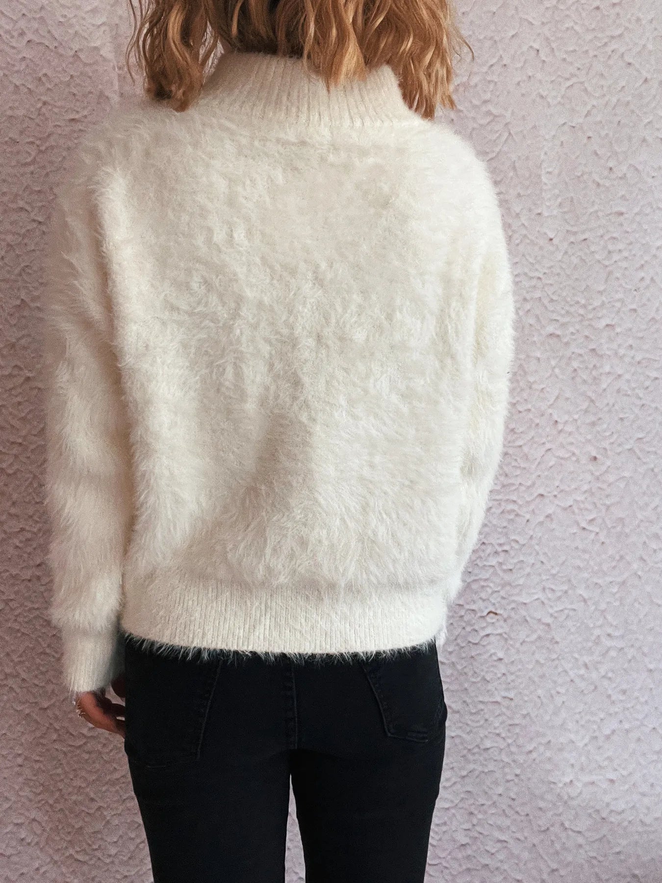 Cozy Fuzzy Half-Zip Sweater - Tigbul's Variety Fashion Shop