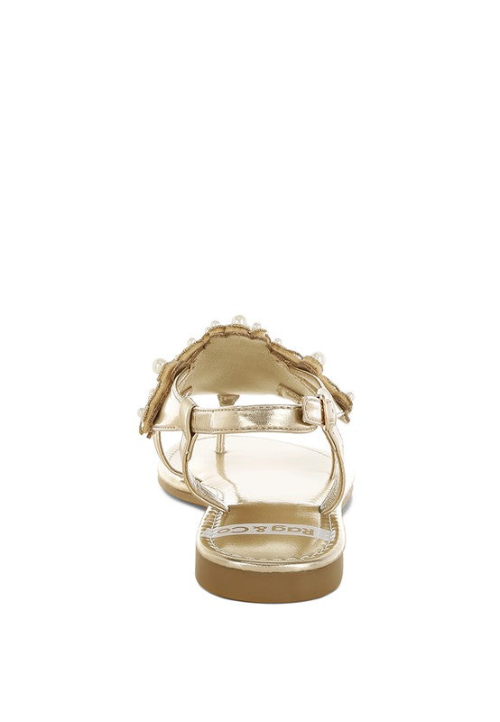Opazie Metallic Pearl Embellished Flats - Tigbul's Variety Fashion Shop