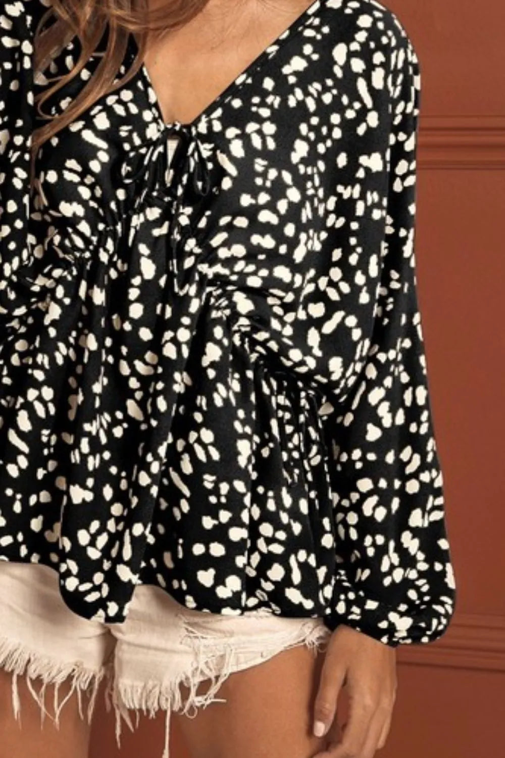 Black Leopard Woven Tied Spaghetti V Neck Top - Tigbul's Variety Fashion Shop