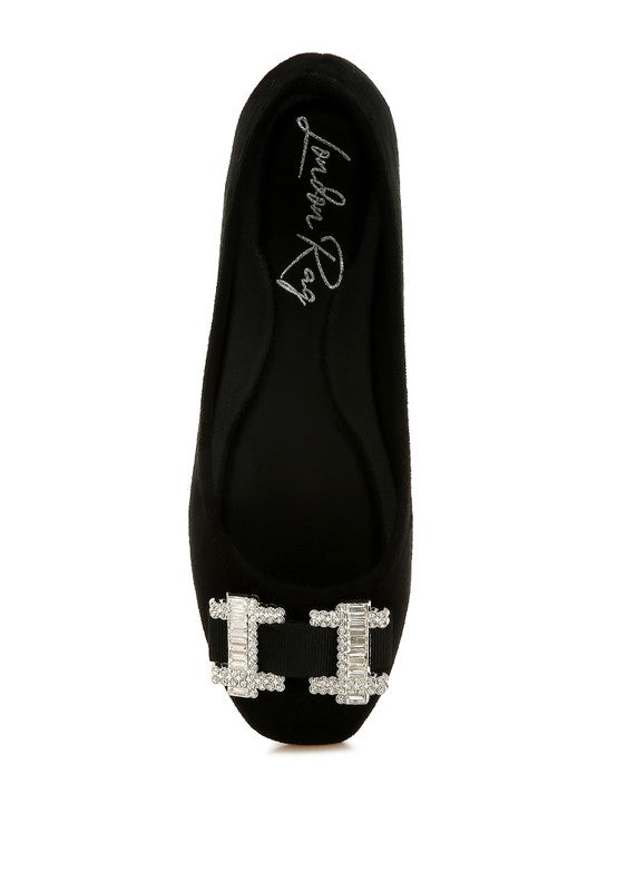 Prajik Rhinestone Buckle Detail Ballerinas - Tigbul's Variety Fashion Shop