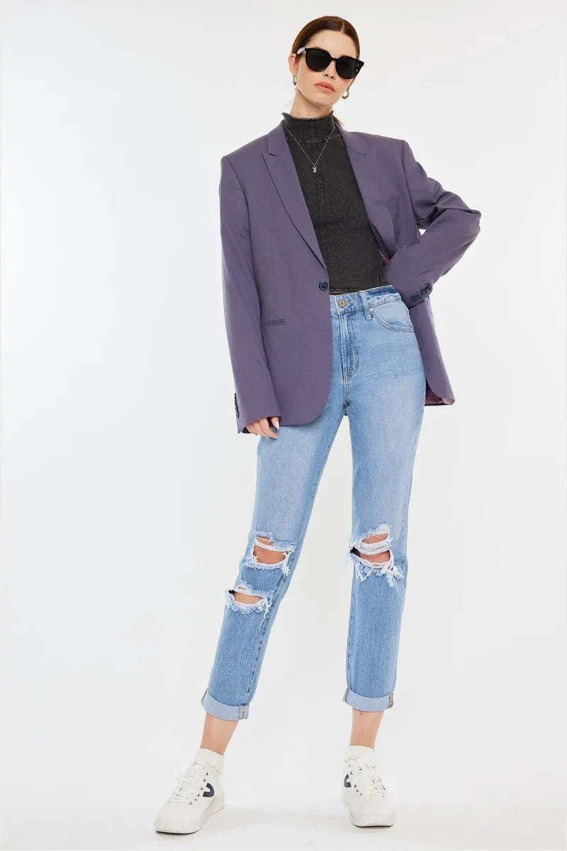 Kancan High Rise Distressed Mom Jeans - Tigbul's Variety Fashion Shop