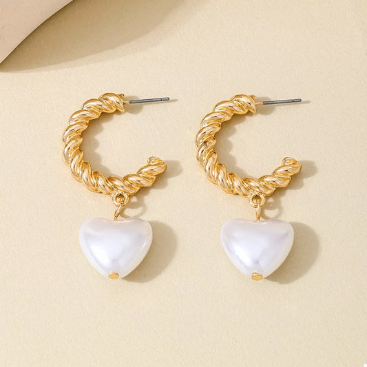 18K Gold-Plated C-Hoop Heart Earrings - Tigbul's Variety Fashion Shop