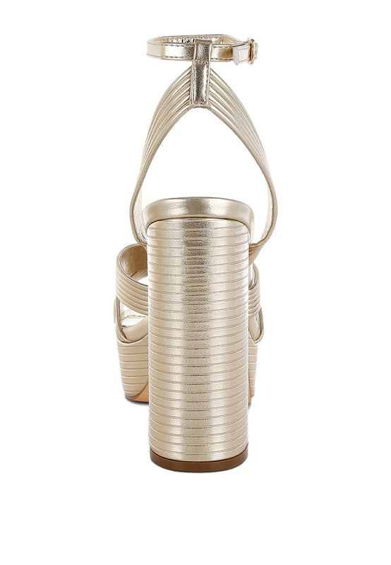 Socialite Metallic Ankle Strap Heel Sandals - Tigbul's Variety Fashion Shop