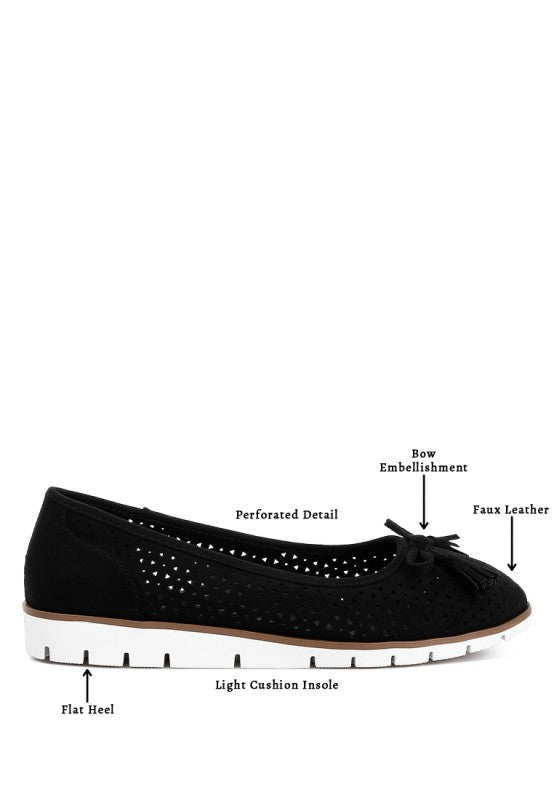 Pacer Perforated Leather Ballerinas - Tigbul's Variety Fashion Shop