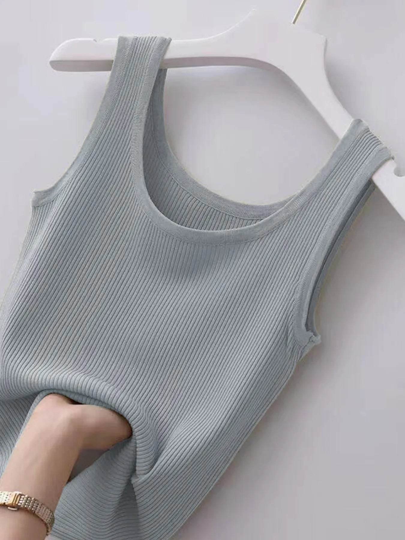 Plus Size Ribbed Knit Scoop Neck Tank Top - Tigbul's Variety Fashion Shop