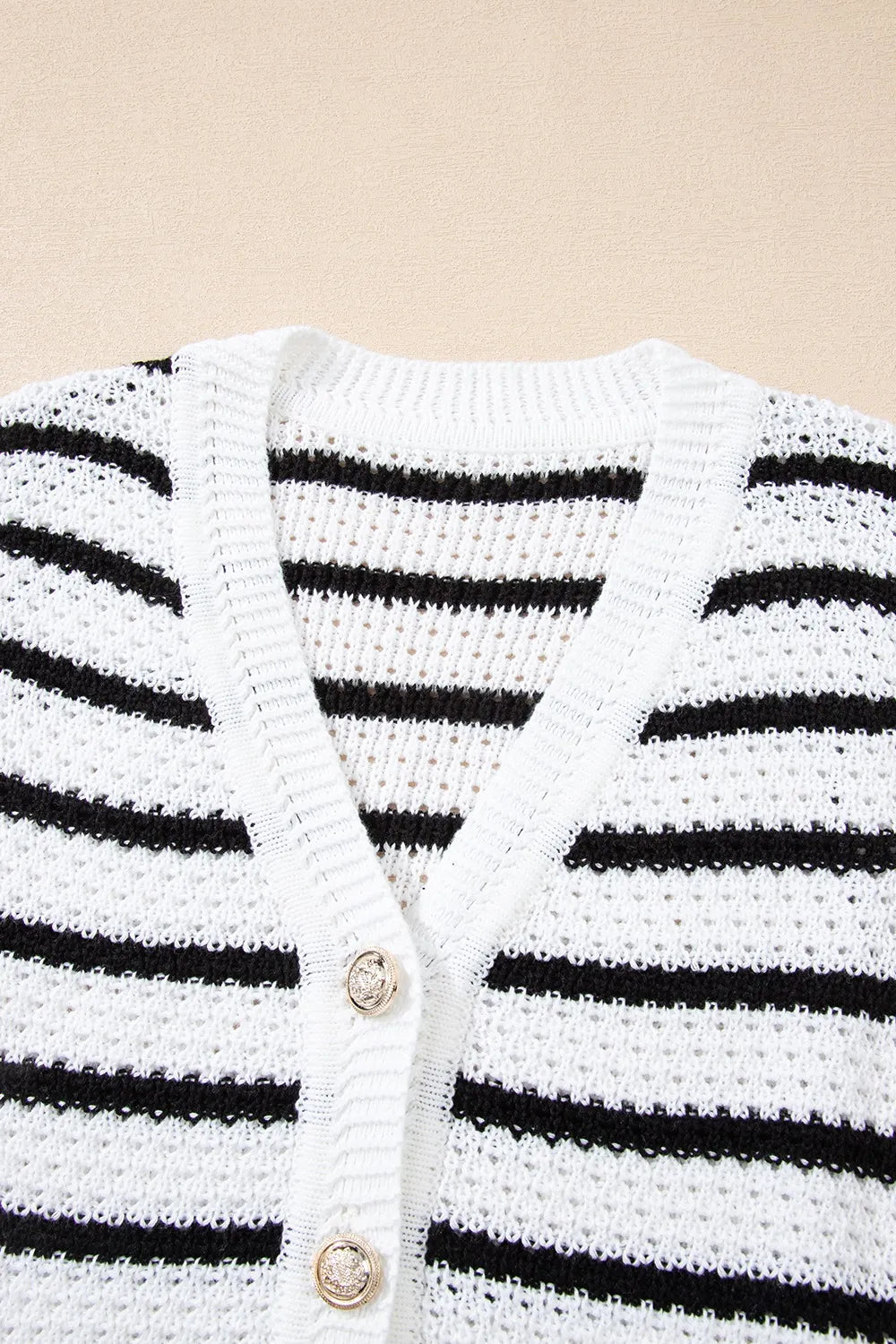 Striped Button-Up Knit Sweater Vest - Tigbul's Variety Fashion Shop