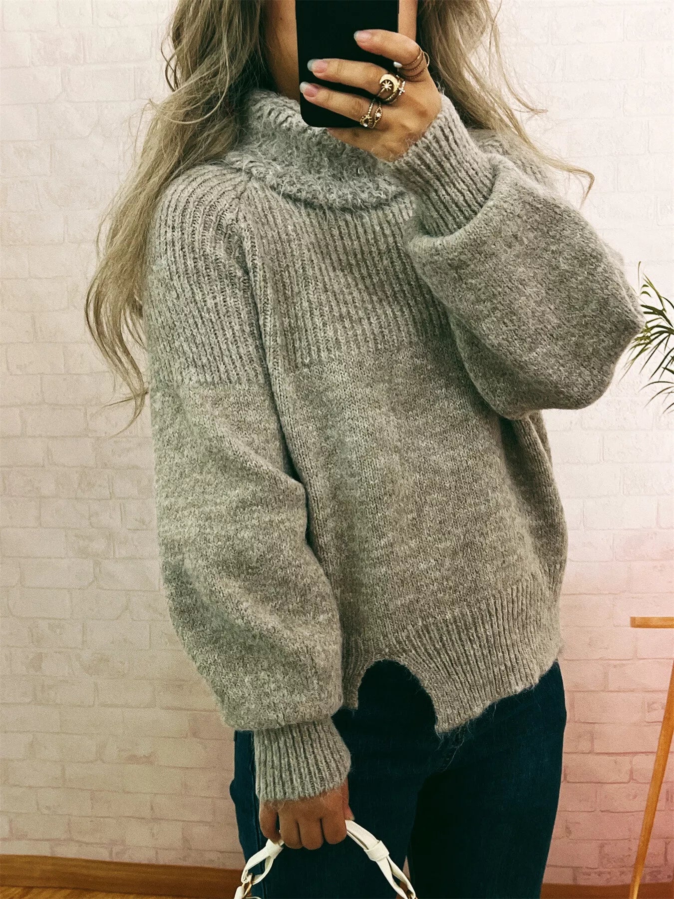 Ribbed Turtleneck Long Sleeve Sweater - Tigbul's Variety Fashion Shop