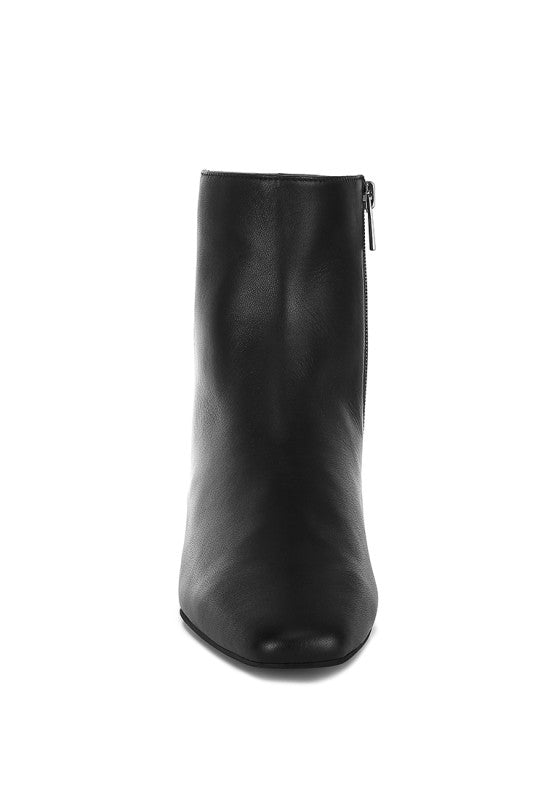 Obita Flared Heel Genuine Leather Boots - Tigbul's Variety Fashion Shop