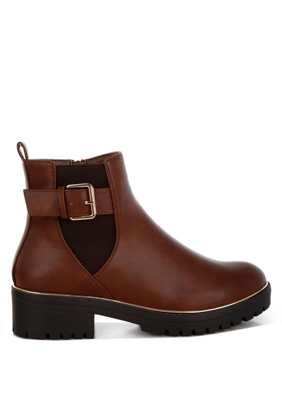 Antorin Chunky Buckle Detail Ankle Boots - Tigbul's Variety Fashion Shop