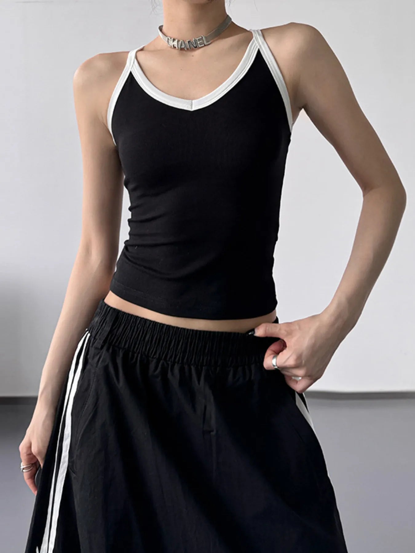 Contrast Trim Cami Top - Tigbul's Variety Fashion Shop