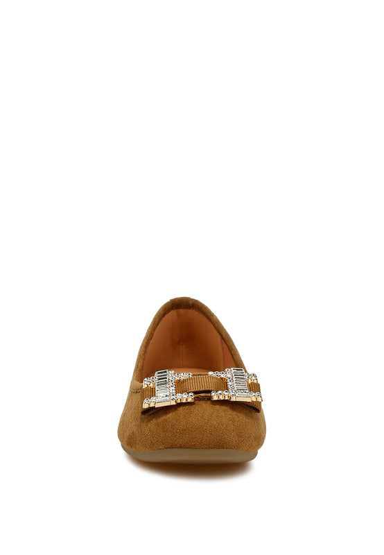 Prajik Rhinestone Buckle Detail Ballerinas - Tigbul's Variety Fashion Shop