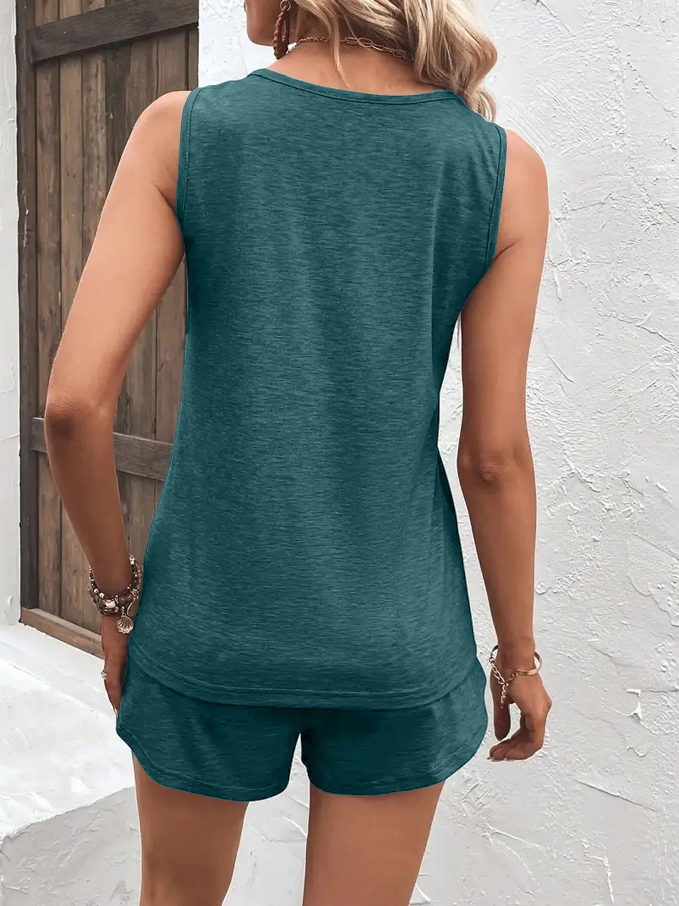 Casual Wide Strap Tank Top and Shorts Set - Tigbul's Variety Fashion Shop