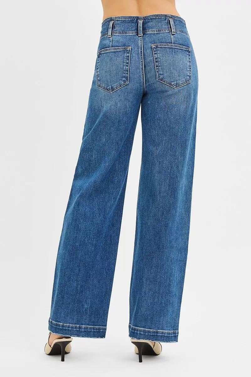 RISEN Mid Rise Fit Wide Baggy Jeans - Tigbul's Variety Fashion Shop
