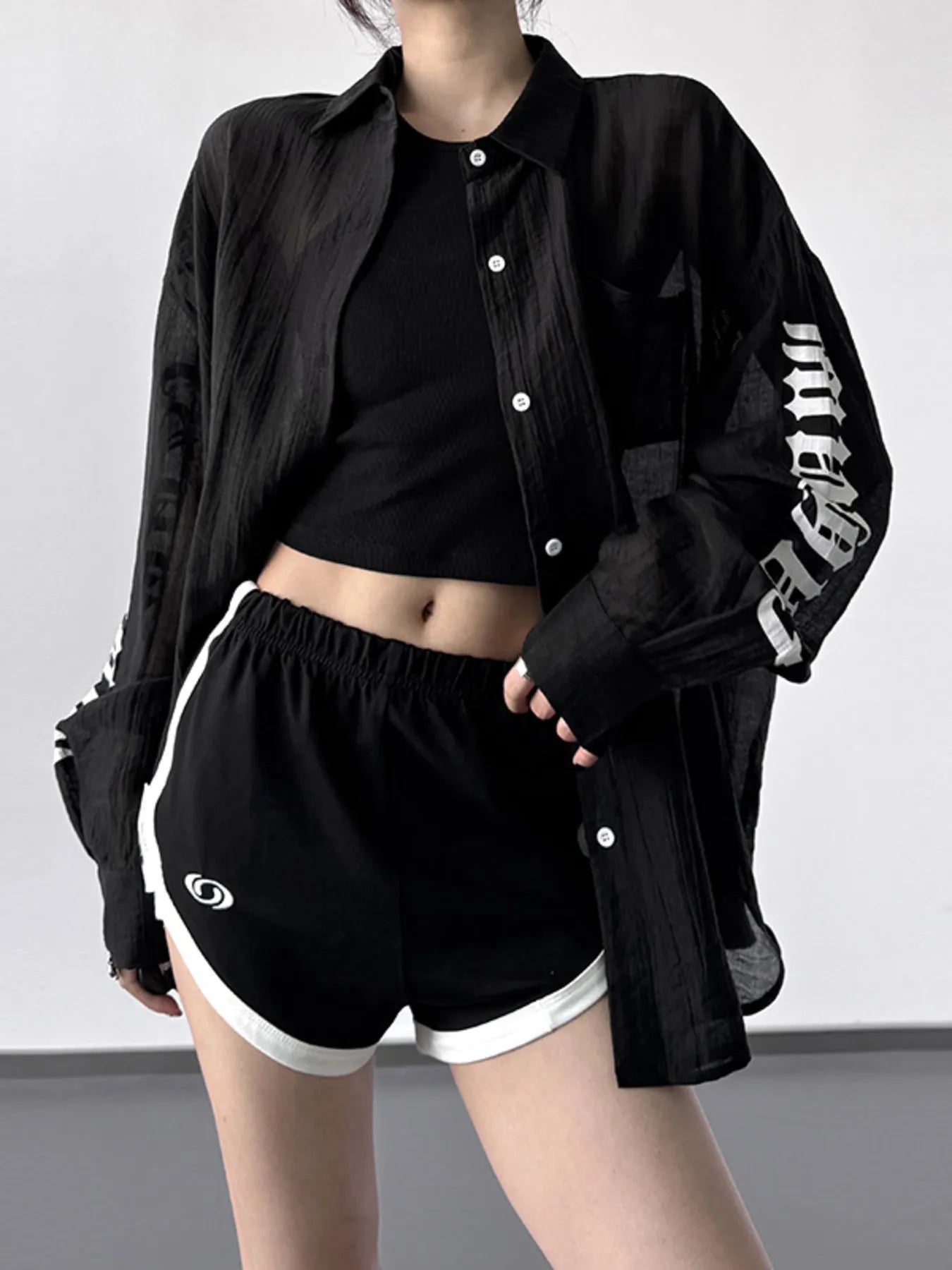 Button-Up Long Sleeve Oversized Shirt - Tigbul's Variety Fashion Shop