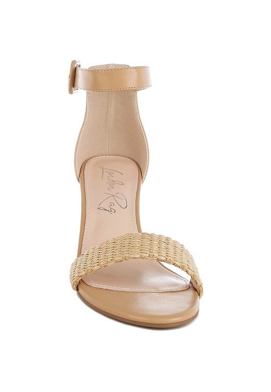 Rano Raffia Kitten Heel Sandals - Tigbul's Variety Fashion Shop
