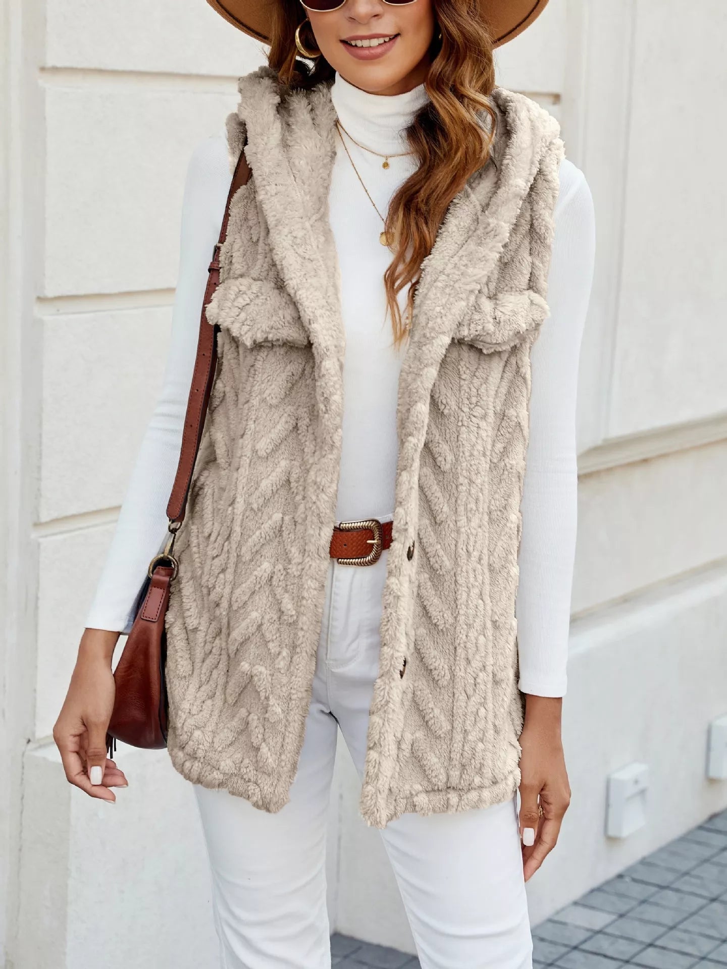 Button-Front Hooded Vest Coat - Tigbul's Variety Fashion Shop