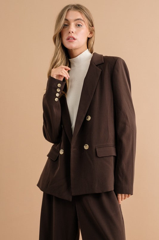 DOUBLE BUTTON BLAZER JACKET - Tigbul's Variety Fashion Shop