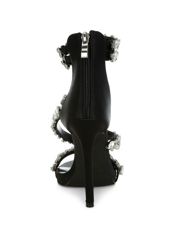 Korna Diamante Embellished Stiletto Heel Sandals - Tigbul's Variety Fashion Shop