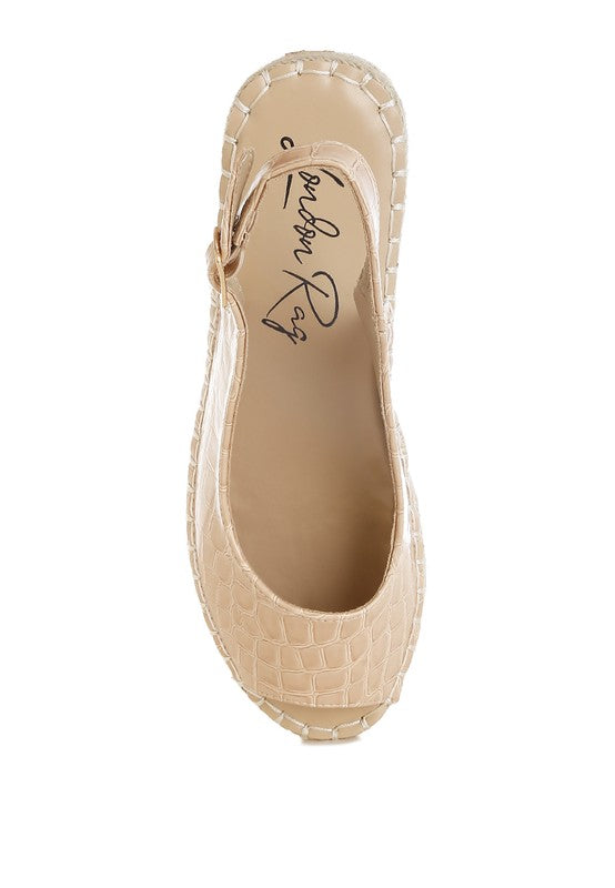 Yarael Croco Peep Toe Wedges - Tigbul's Variety Fashion Shop