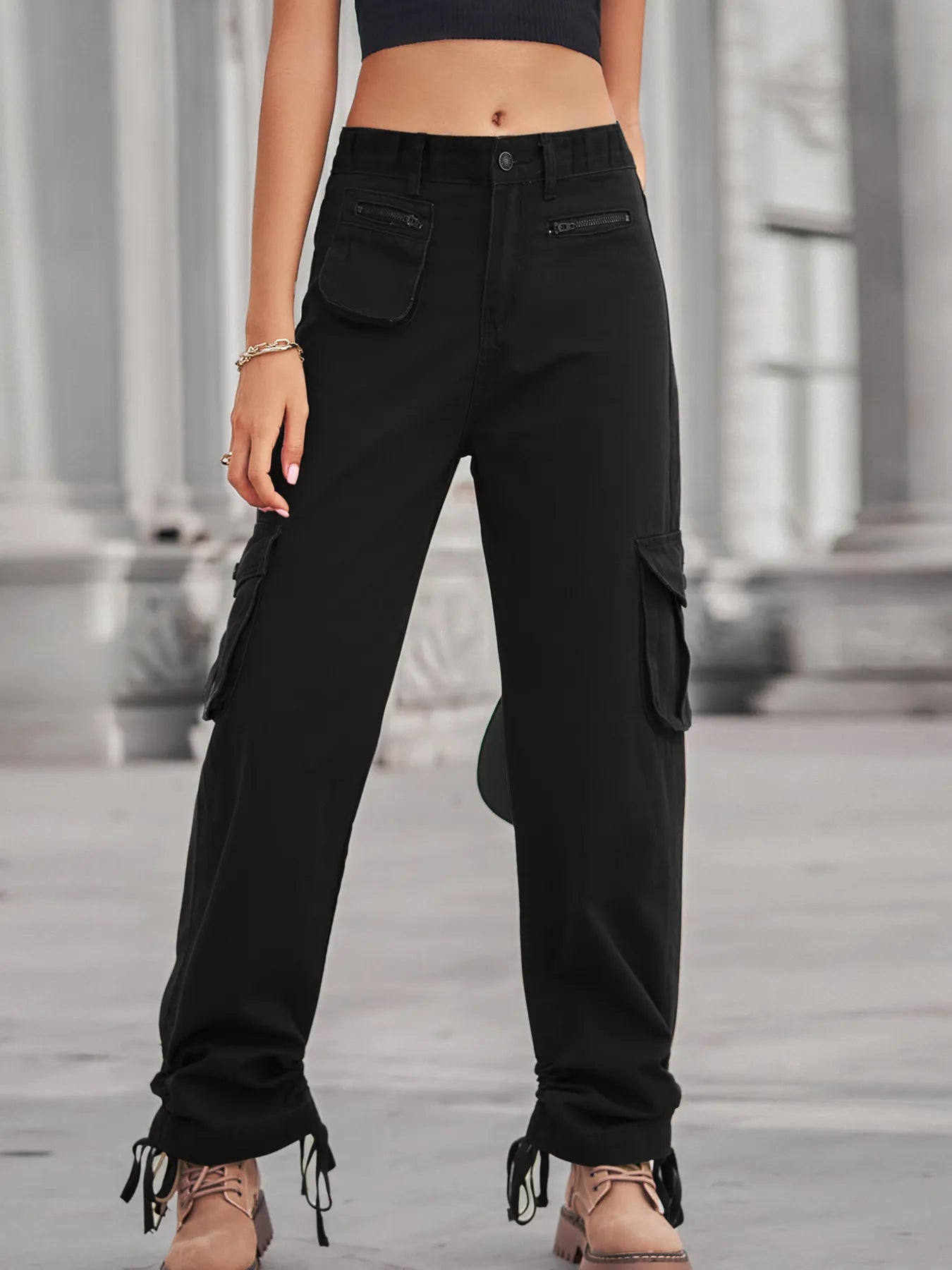 Drawstring Cargo Jeans - Tigbul's Variety Fashion Shop