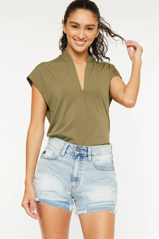 Kancan High Rise Raw Hem Denim Shorts - Tigbul's Variety Fashion Shop