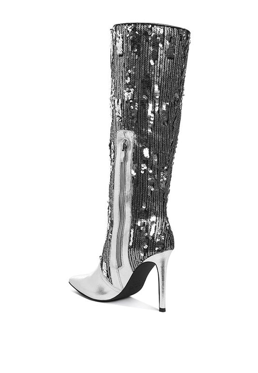 Sitarah Sequin Embellished Stiletto Long Boots - Tigbul's Variety Fashion Shop