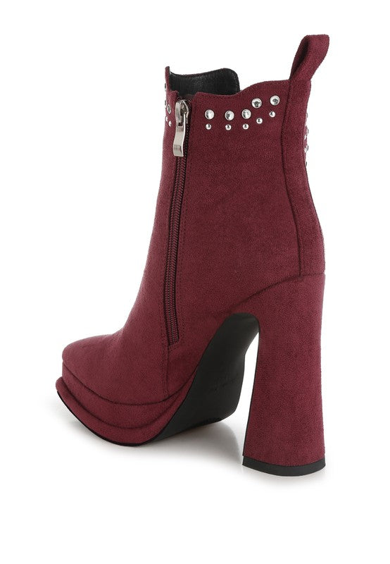 Dalton Studs Embellished High Ankle Boots - Tigbul's Variety Fashion Shop