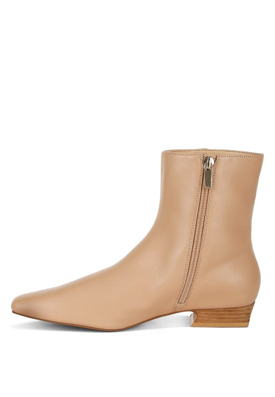 Obita Flared Heel Genuine Leather Boots - Tigbul's Variety Fashion Shop