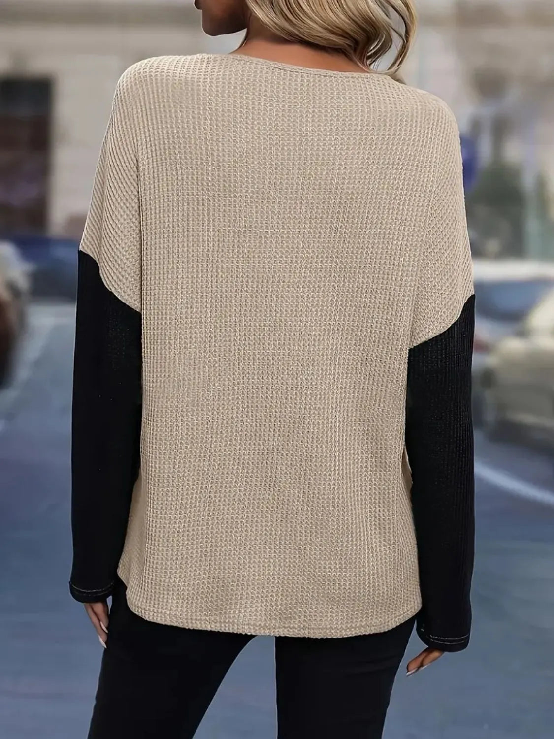 Contrast Lace Round Neck Long Sleeve T-Shirt - Tigbul's Variety Fashion Shop