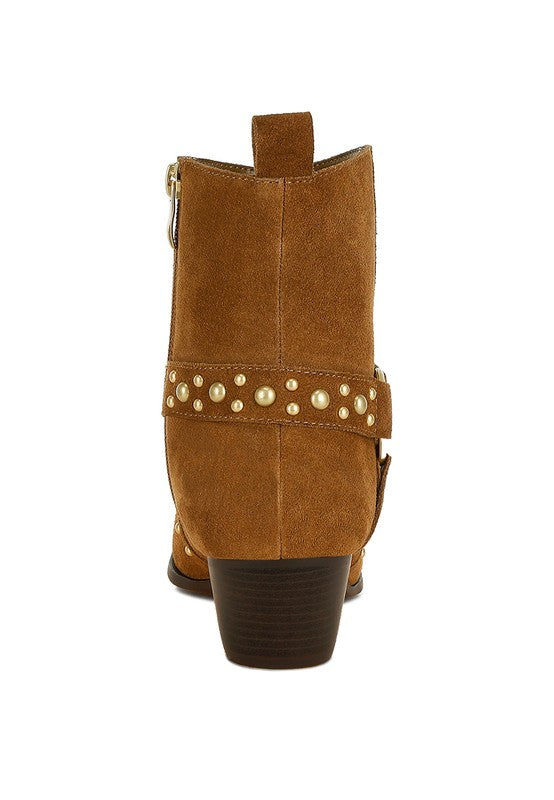 Rodeo Studded Suede Ankle Boots - Tigbul's Variety Fashion Shop