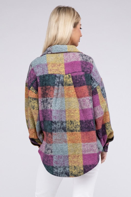 Loose Fit Buttoned Down Check Shirt Jacket - Tigbul's Variety Fashion Shop