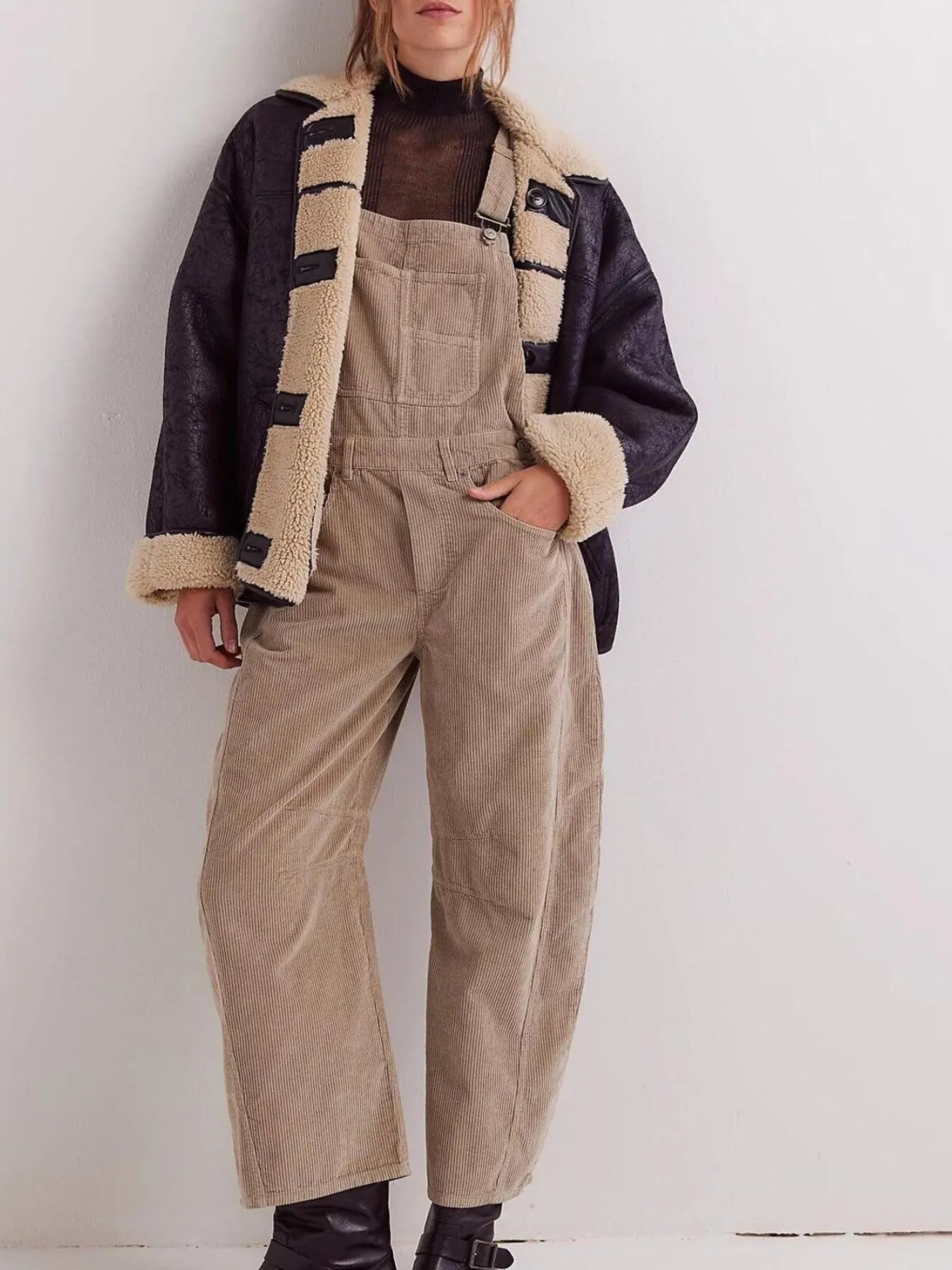 Corduroy Wide-Leg Overall with Adjustable Straps - Tigbul's Variety Fashion Shop