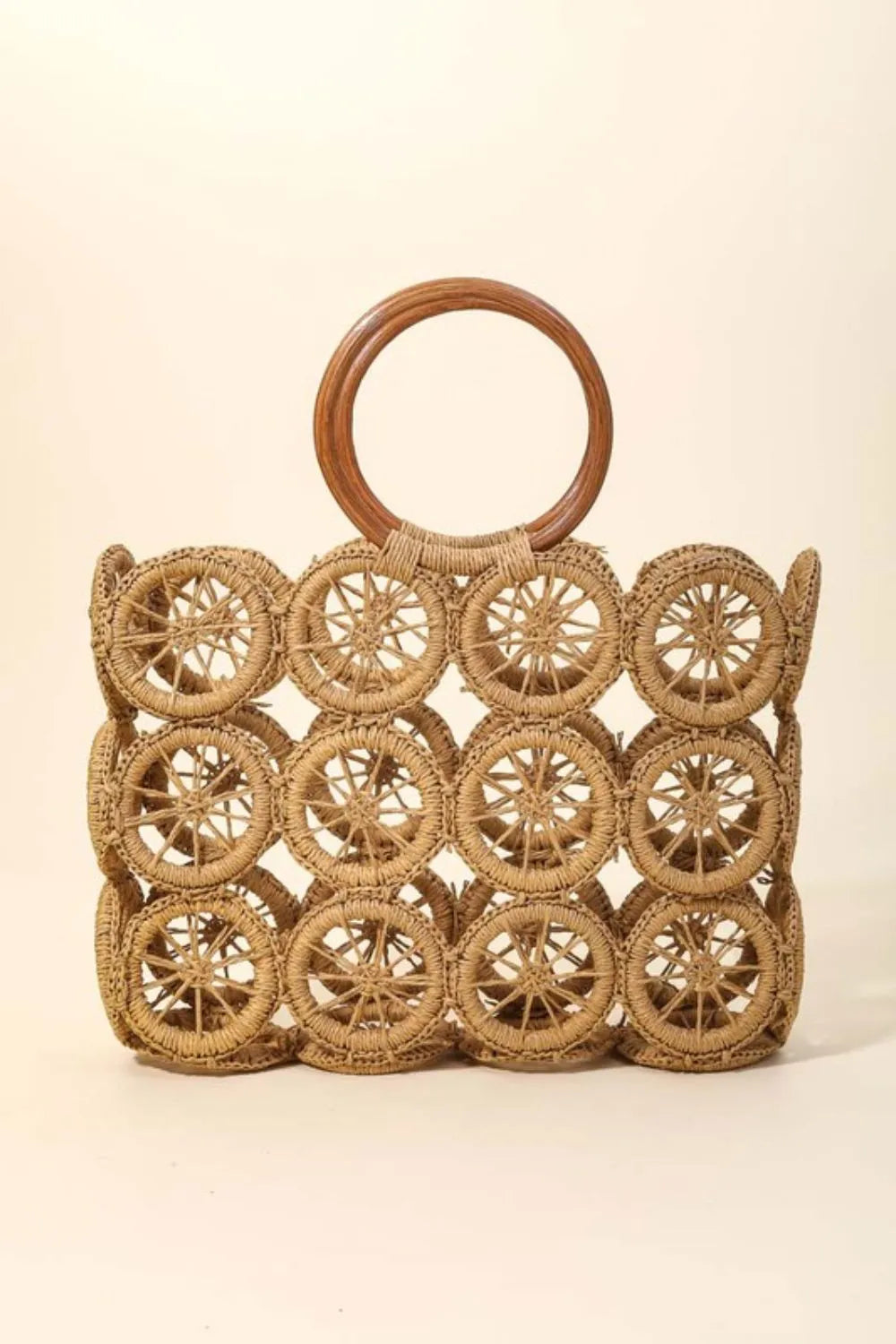 Tan Intricate Braided Wheels Handbag - Tigbul's Variety Fashion Shop