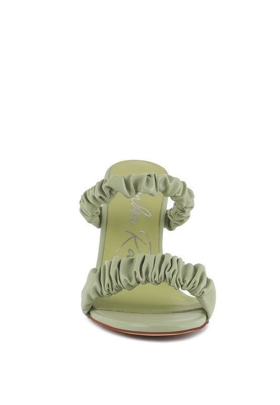 Qualie Gathered Around Strap Slip-On High Heels - Tigbul's Variety Fashion Shop