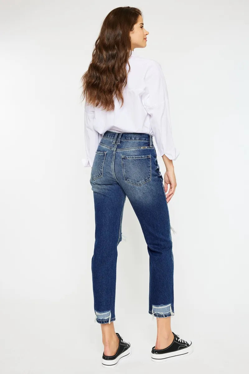Kancan High Rise Distressed Mom Fit Jeans - Tigbul's Variety Fashion Shop